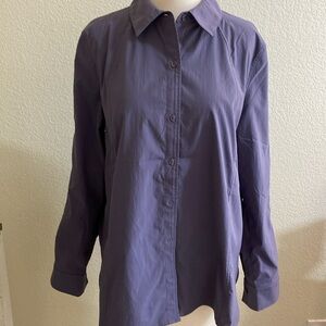 Athleta Purple‎ Button Down Collard Shirt Small Makeup Stain